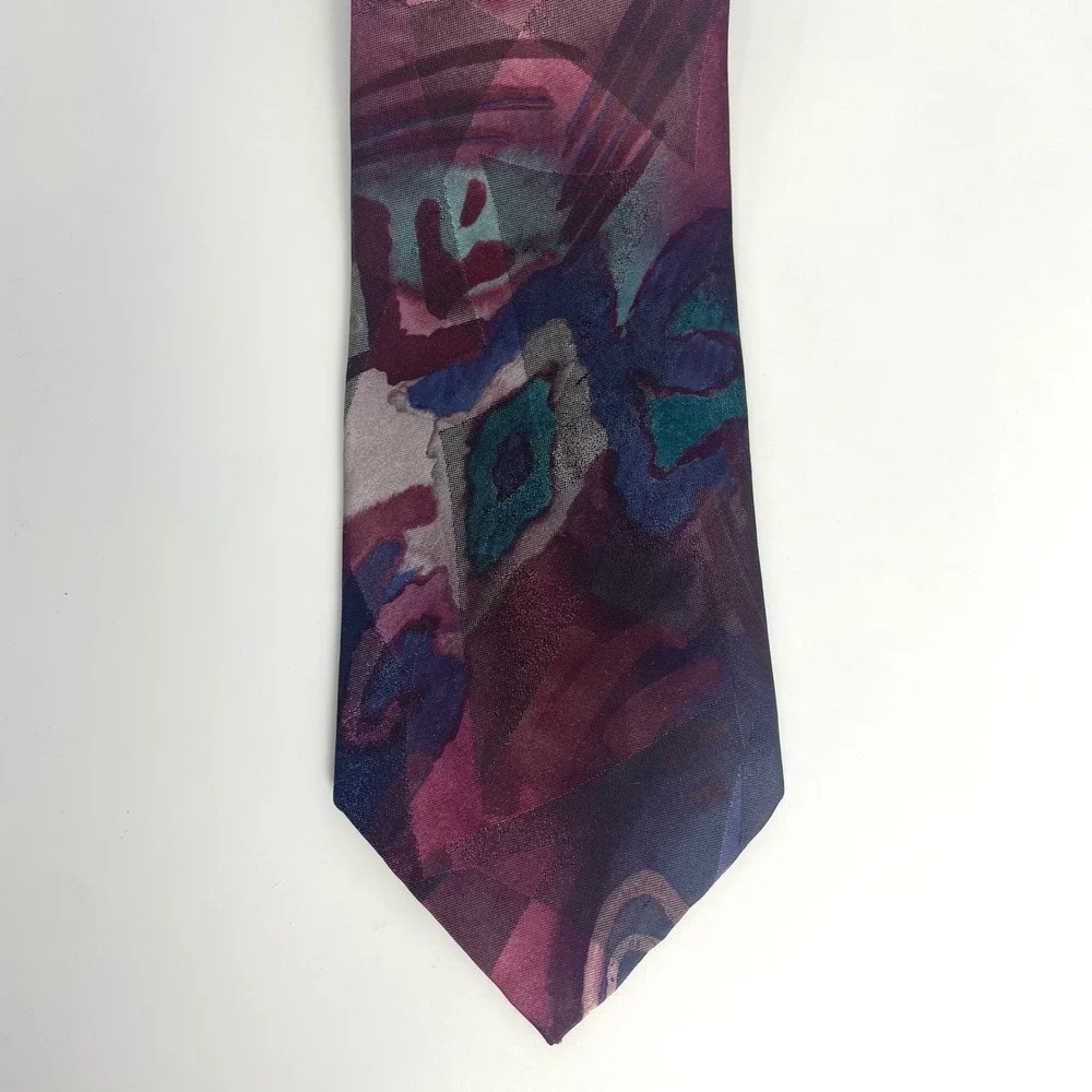 Vintage Necktie Wembley Starshine Purple Teal Tie Polyester Retro Abstract Funky